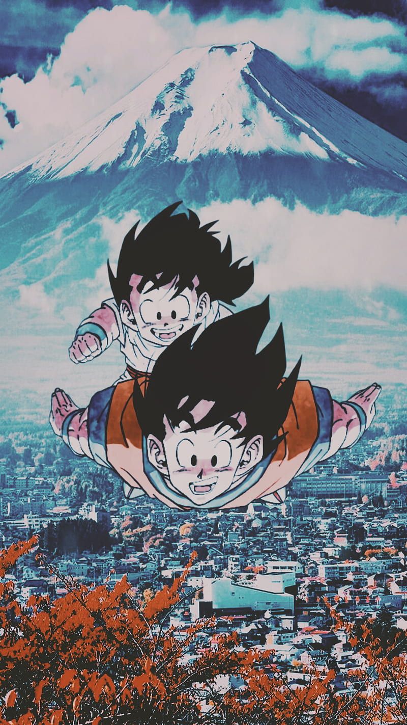 Son Goku, Son Gohan, Dragon Ball, Fuji, Fliegen, HD, Sperrbildschirm fürs iPhone