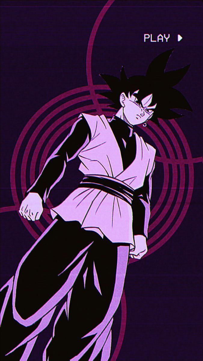 Goku Black, Dragon Ball Super, Lila, Vaporwave, Play-Symbol, Android-Hintergrundbild