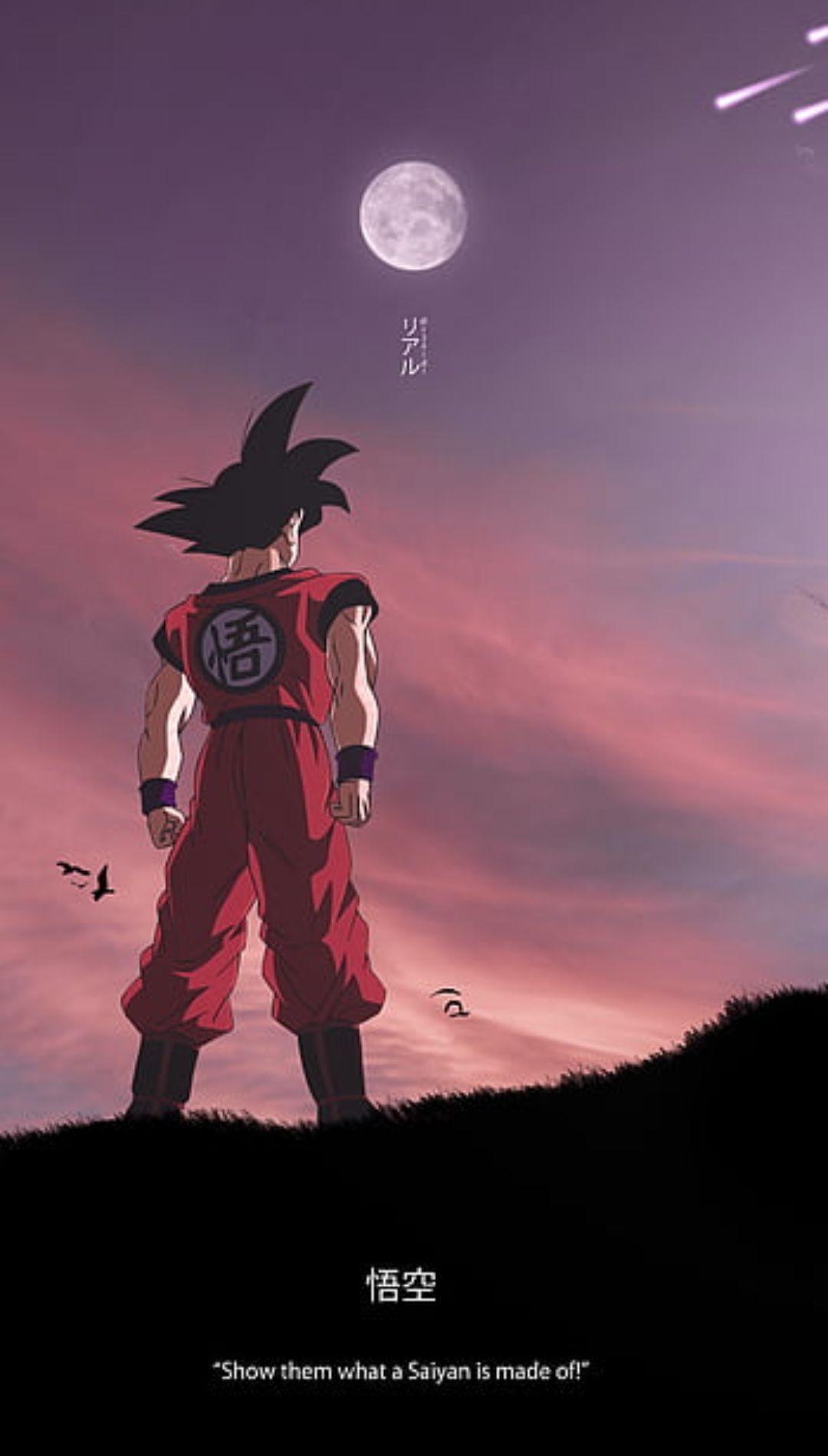 Son Goku, Dragon Ball, Mond, Abenddämmerung, Rückansicht, Full HD, Handy-Hintergrundbild