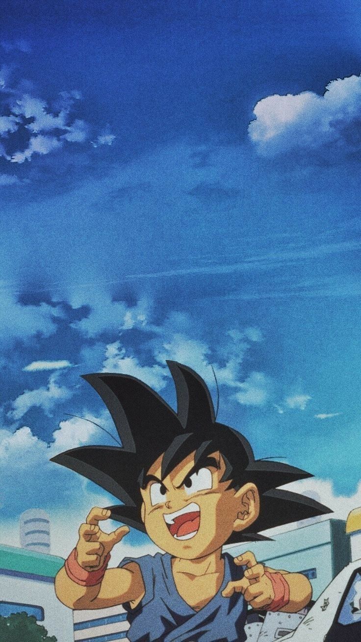 Son Goku, Kid Goku, Dragon Ball, Blauer Himmel, Wolken, HD, Handy-Hintergrund im Hochformat