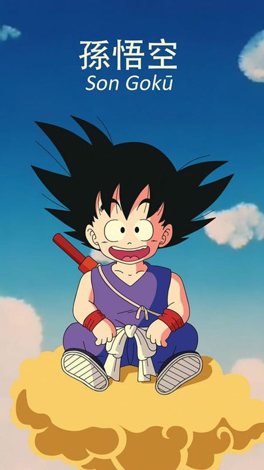Son Goku, Kid Goku, Dragon Ball, Fliegende Wolke, Chinesische Schrift, HD, iPhone-Hintergrundbild
