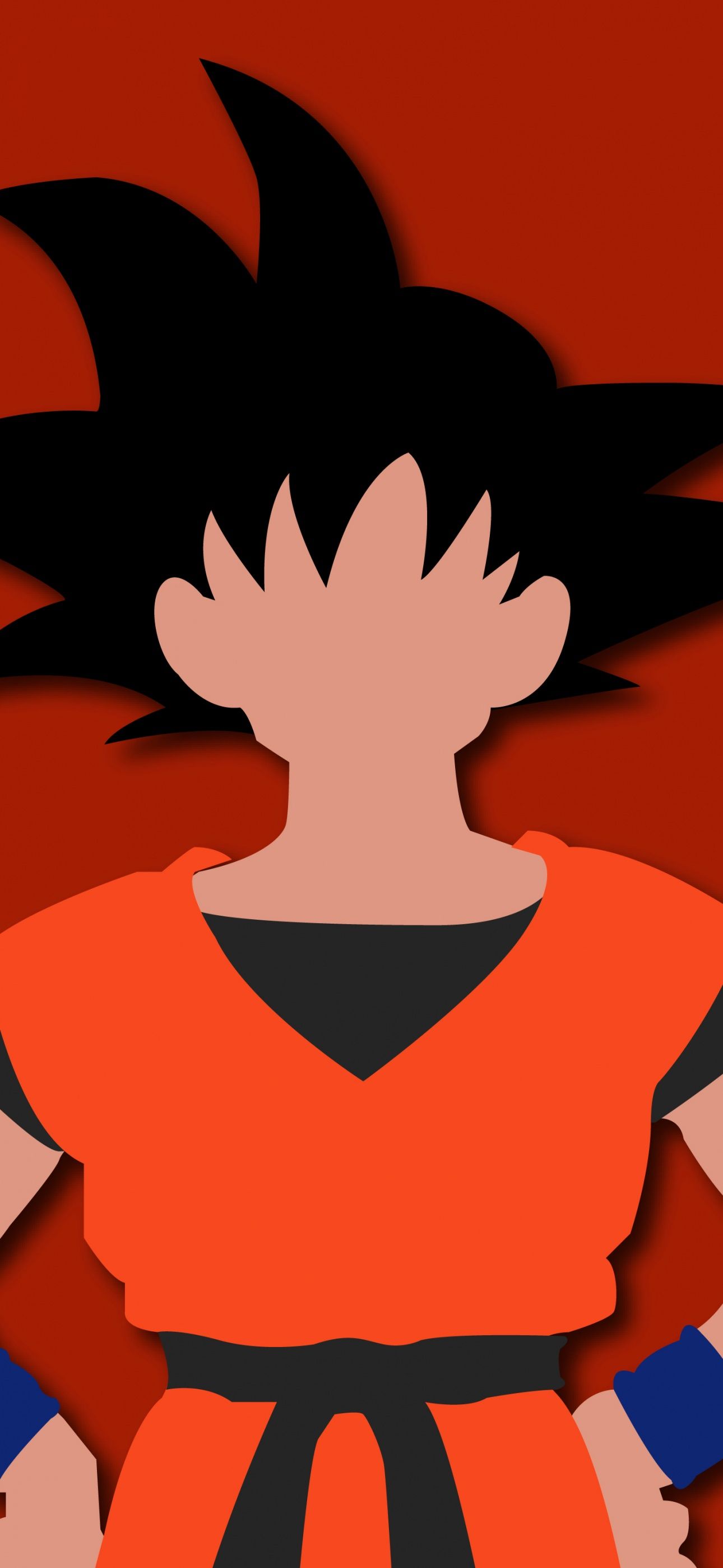 Son Goku, Dragon Ball, Gesichtslos, Minimalistisch, Rot, Full HD, iPhone-Hintergrundbild