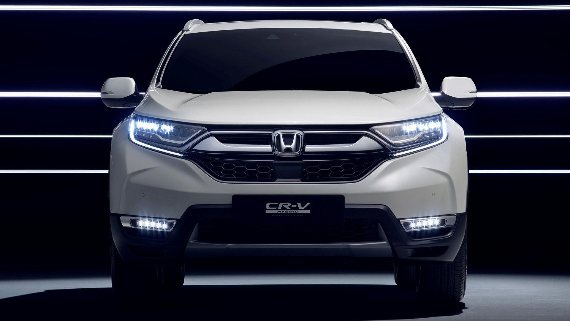 Honda CR-V Hybrid, Honda, Weißer SUV, Frontansicht, LED-Scheinwerfer, Dunkel, Full-HD-Hintergrundbild