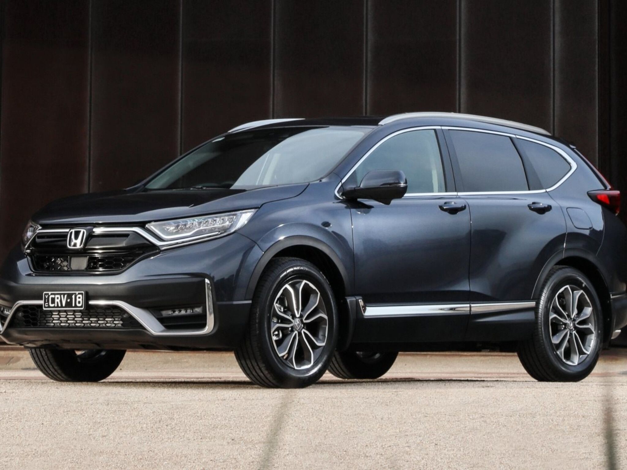 Honda CR-V Hybrid, Honda, Dunkelblauer SUV, Kompakt-SUV, Seitenansicht, Full HD, iPad-Hintergrundbild