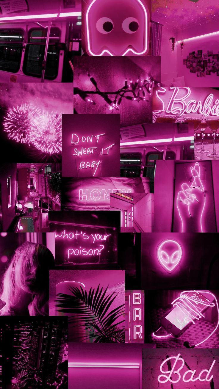 Collage, Neon, Pink, Ästhetik, Dunkel, HD, Sperrbildschirm fürs iPhone