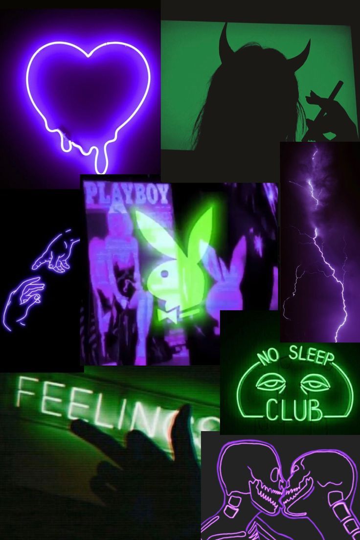Playboy, Collage, Lila, Grün, Herz, Aesthetic, HD, Hintergrundbild fürs Handy
