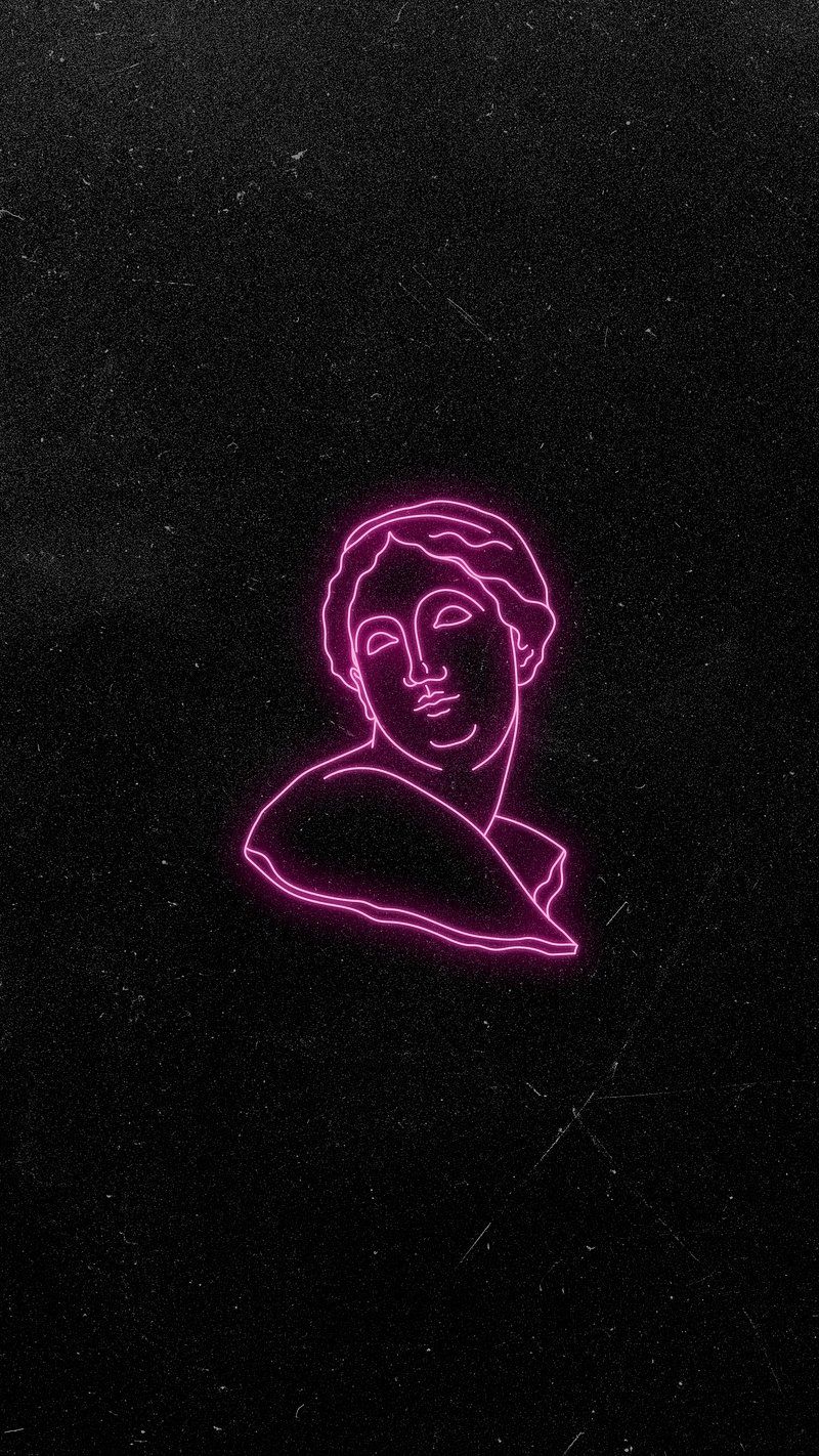 Büste, Linienkunst, Pink, Schwarzer Hintergrund, Minimalistisch, Sperrbildschirm fürs iPhone