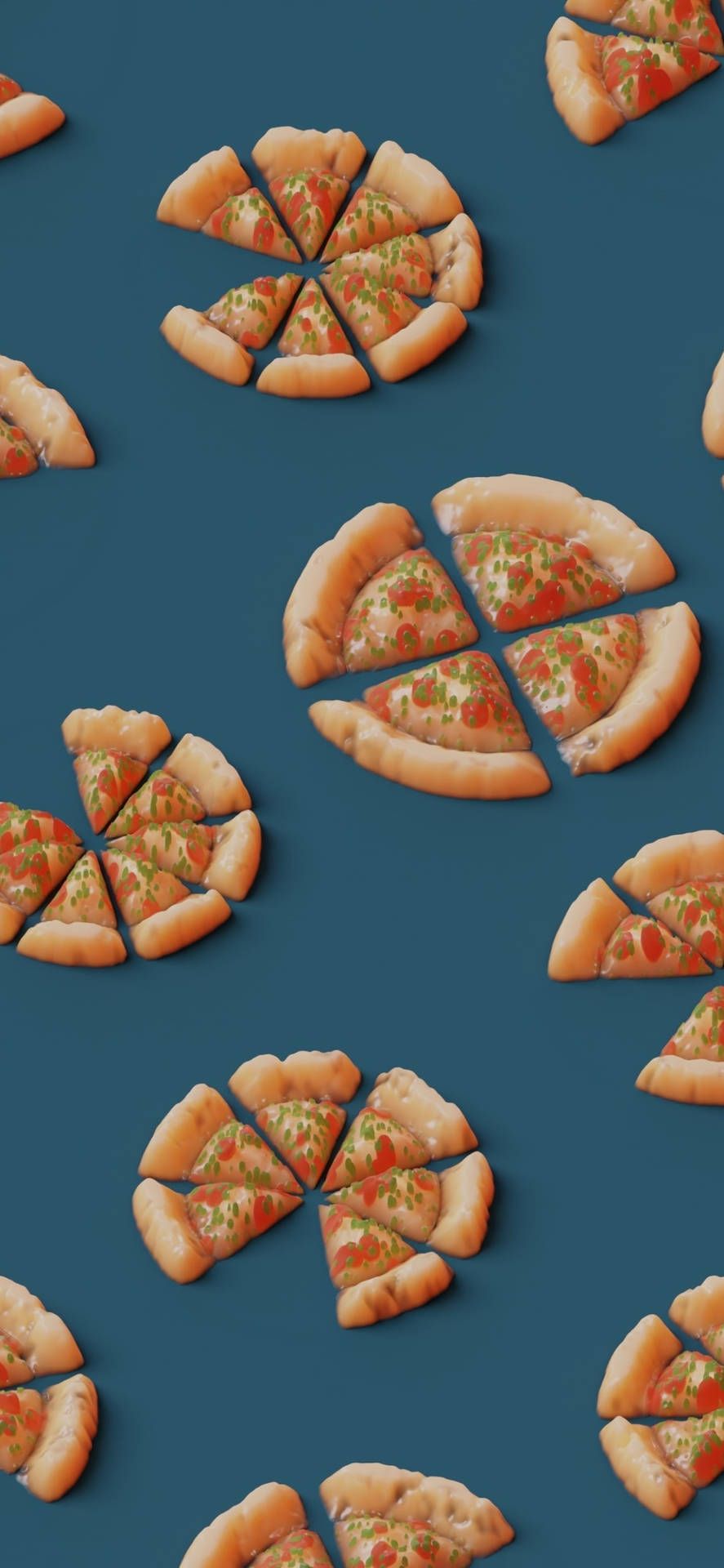 Pizza, Muster, Blauer Hintergrund, Draufsicht, Essen, HD, Sperrbildschirm fürs iPhone
