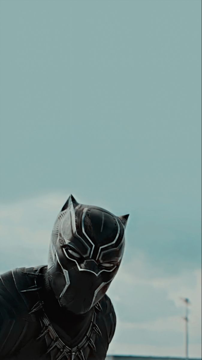 Black Panther, T'Challa, Maske, Profil, Hellblauer Himmel, Hochformat, Hintergrundbild fürs Handy
