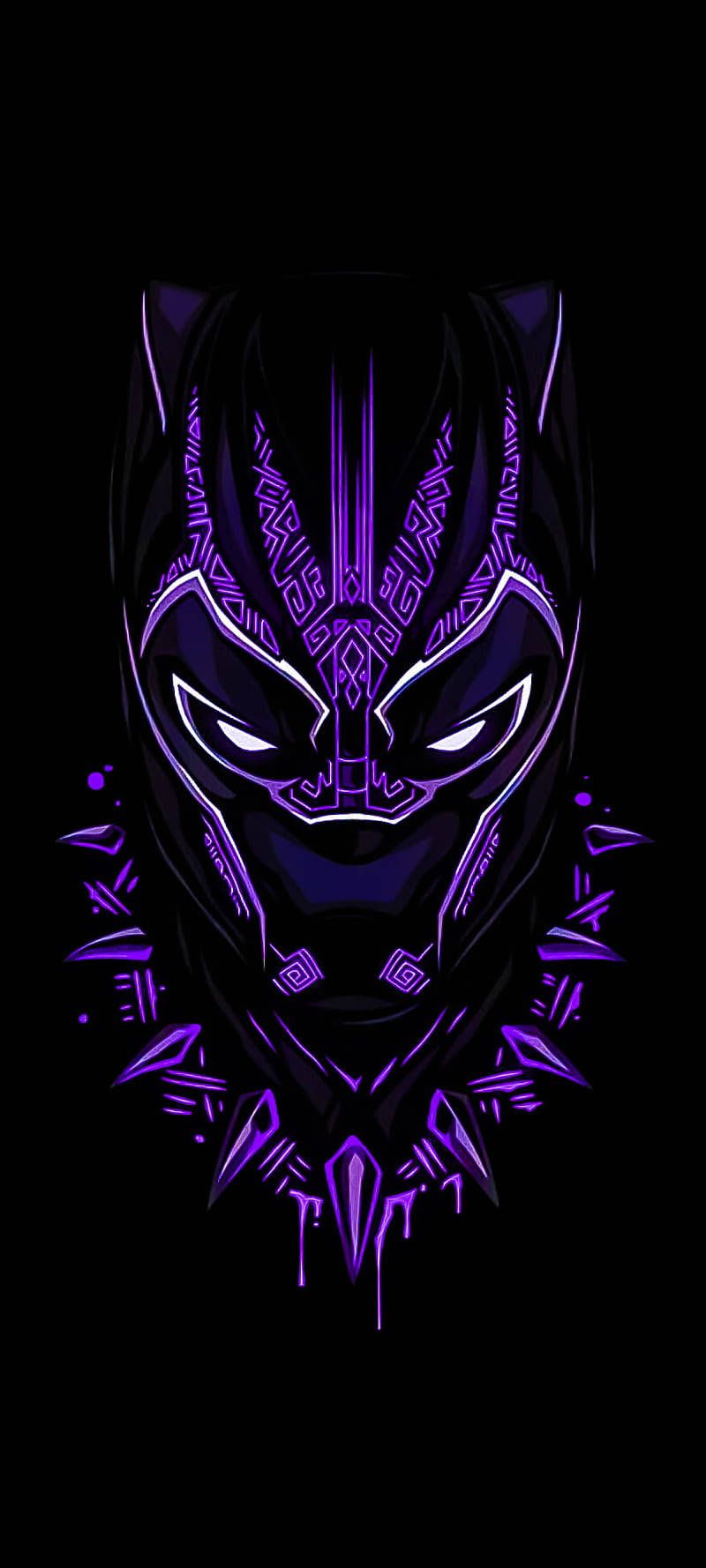 Black Panther, Maske, Neon, Violett, Schwarzer Hintergrund, Sperrbildschirm fürs iPhone