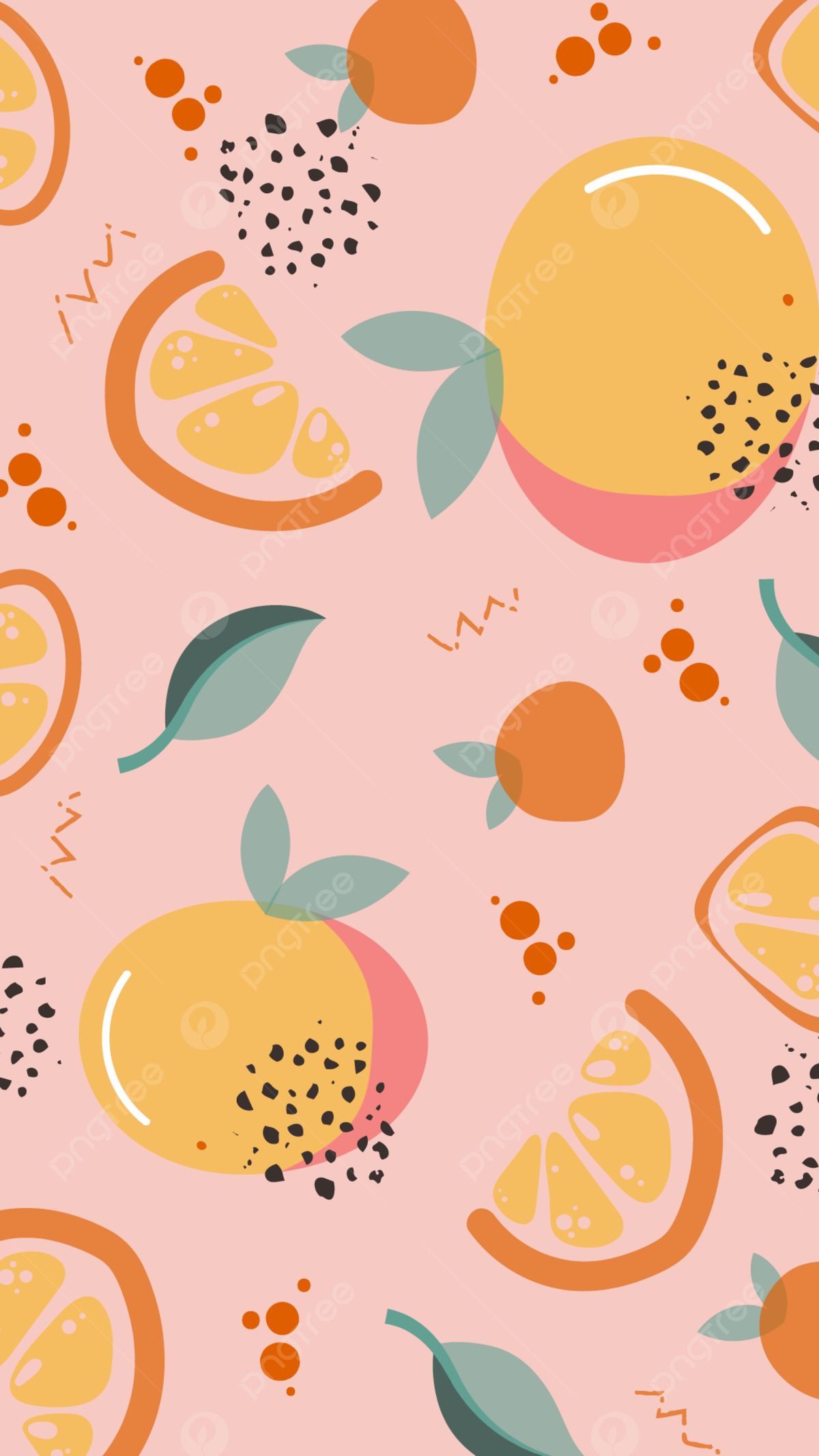 Orangen, Zitrusfrüchte, Muster, Rosa, Illustration, Hochformat, Hintergrundbild fürs Smartphone