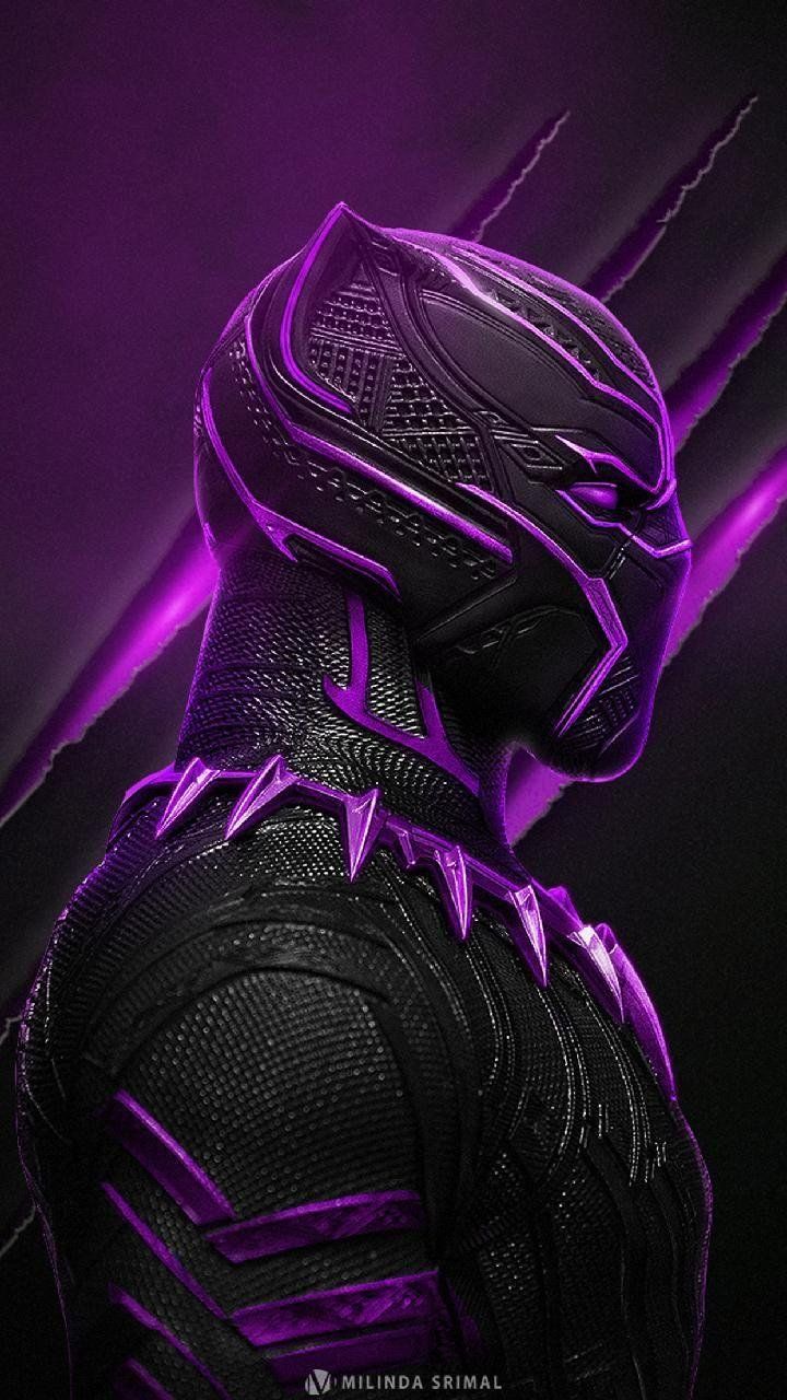 Black Panther, Anzug, Violette Akzente, Nahaufnahme, Dunkel, Android-Hintergrundbild