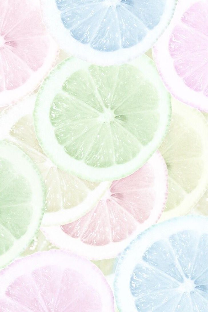 Zitrusscheiben, Pastellfarben, Hellblau, Grün, HD, Hintergrundbild fürs Handy