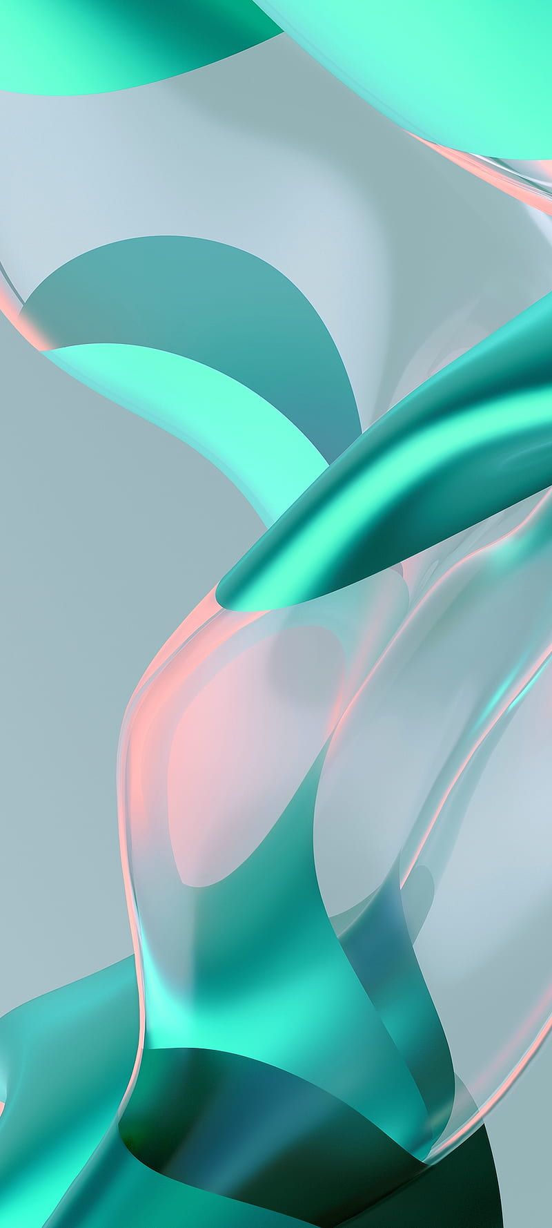 Abstrakte Formen, 3D, Türkis, Glas, Fließend, Hintergrundbild für iPhone und Android