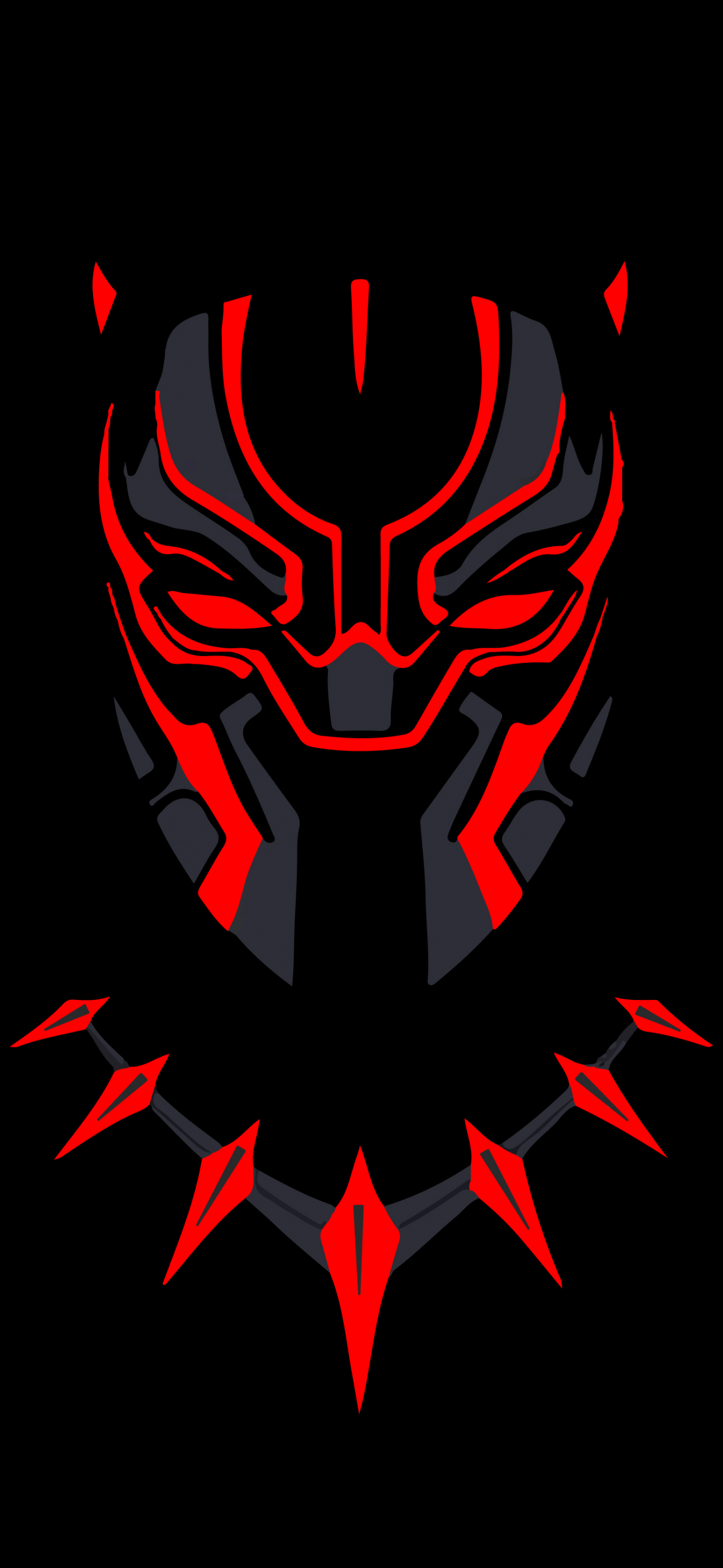 Black Panther, Maske, Rot, Neon, Schwarzer Hintergrund, Full HD, Sperrbildschirm fürs iPhone