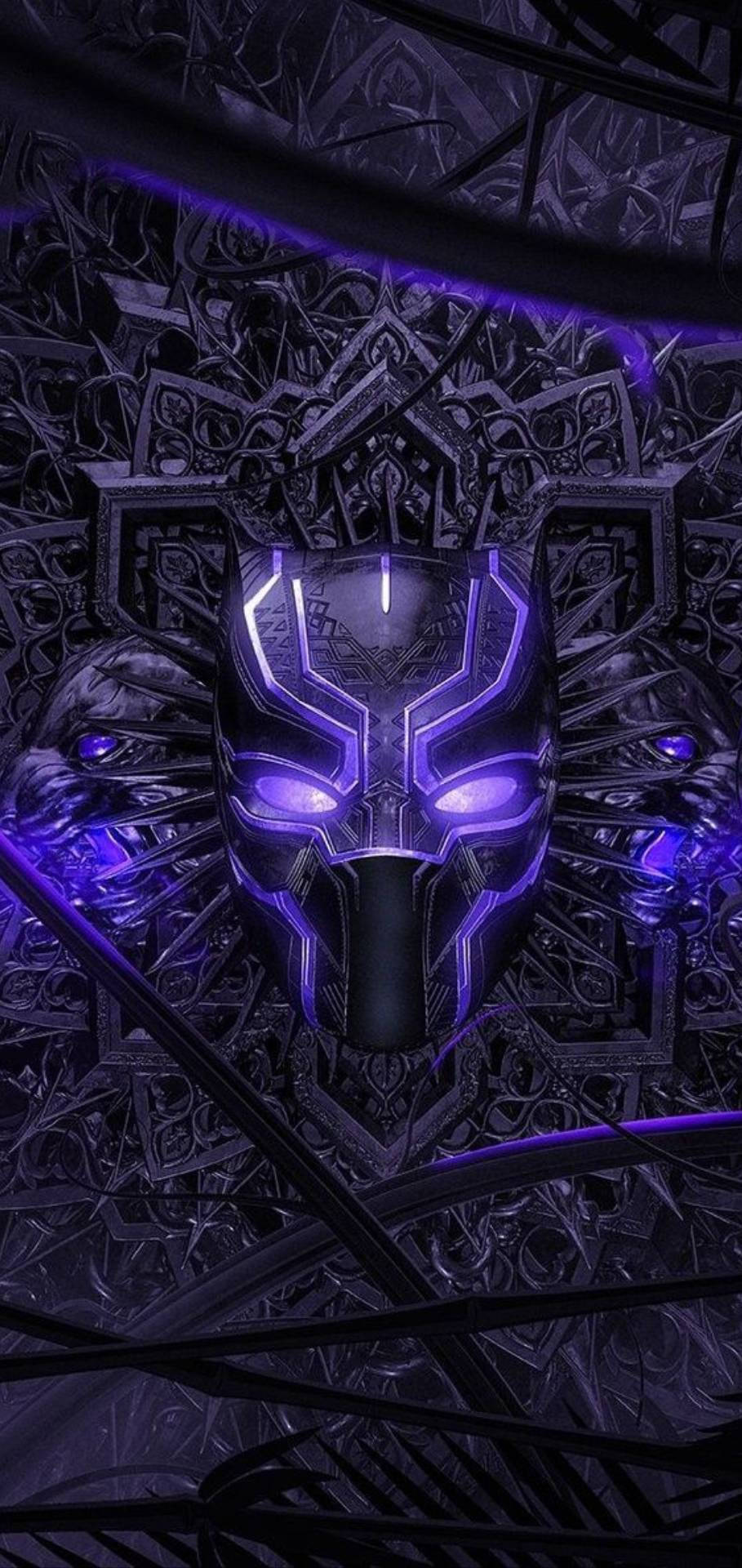 Black Panther, Maske, Violett, Ornamente, Dunkel, Hintergrundbild für iPhone und Android