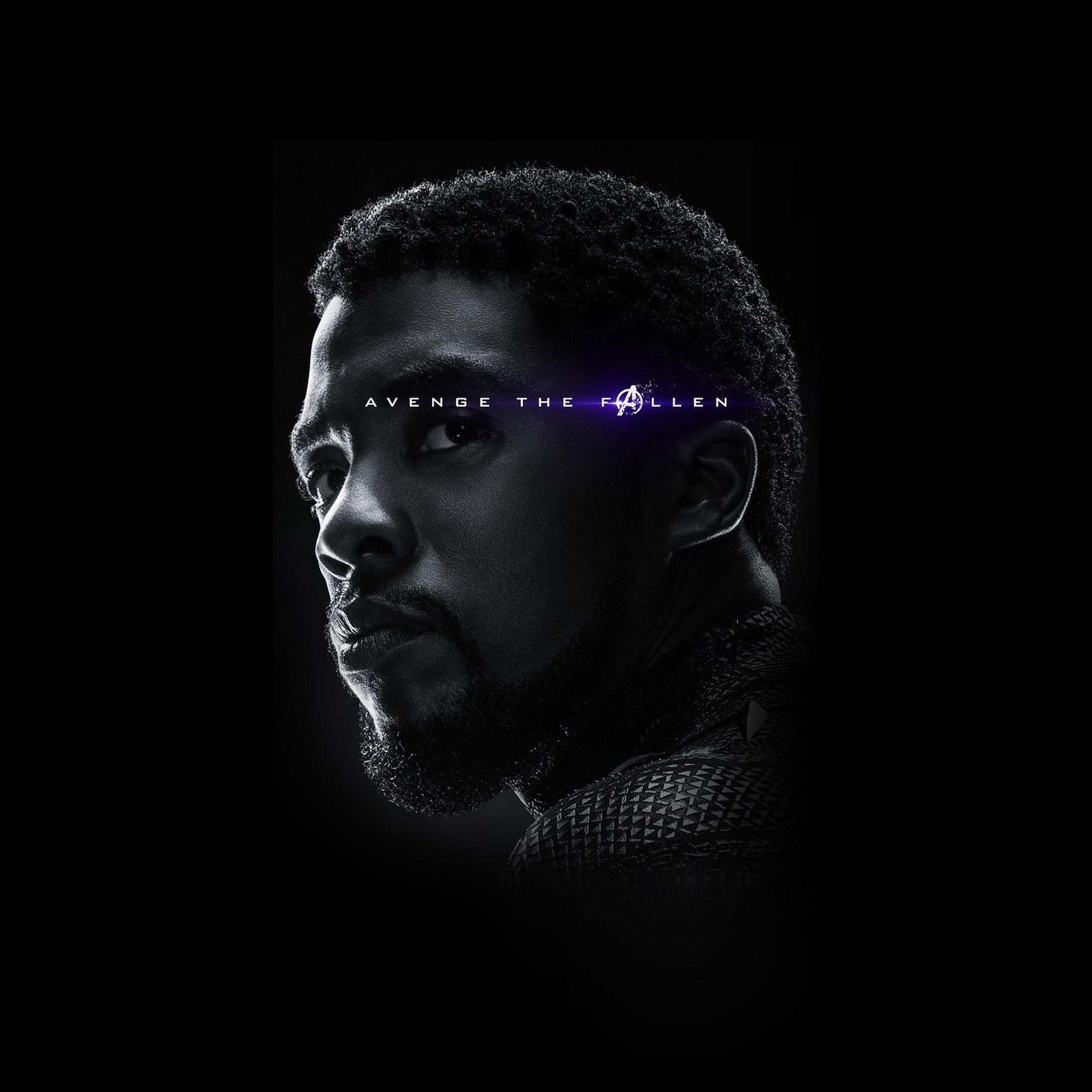 Chadwick Boseman, Porträt, Tribute, Schwarzer Hintergrund, Schwarzweiß, Full HD Wallpaper