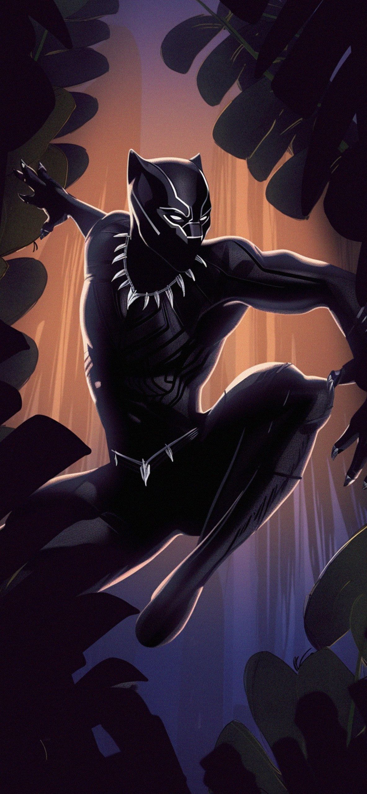 Black Panther, Sprung, Comic-Stil, Digitale Kunst, Hochformat, Full HD, Handy-Hintergrund