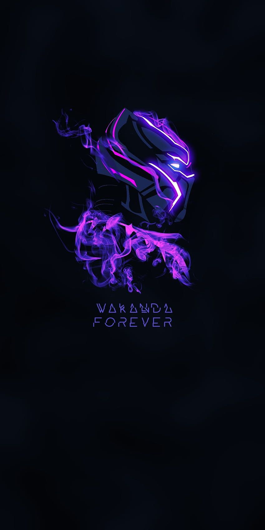 Wakanda Forever, Black Panther, Panther, Violett, Schwarzer Hintergrund, Sperrbildschirm fürs iPhone