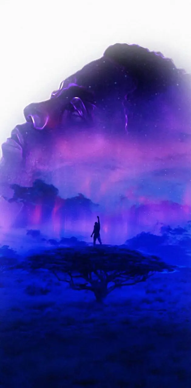 Black Panther, Doppelbelichtung, Wakanda, Violett, Hochformat, Android-Hintergrundbild