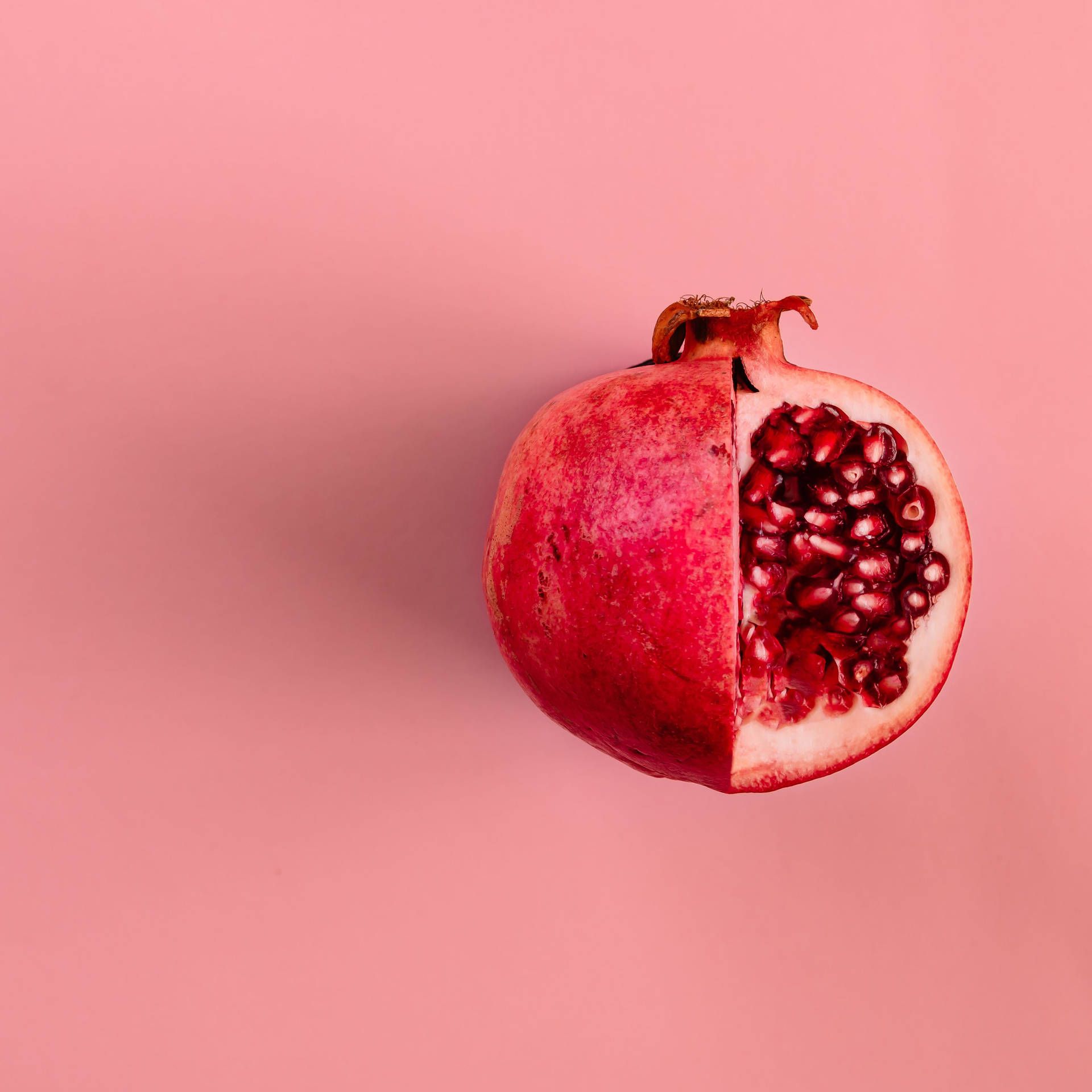 Granatapfel, Rosa Hintergrund, Minimalistisch, Full HD Wallpaper