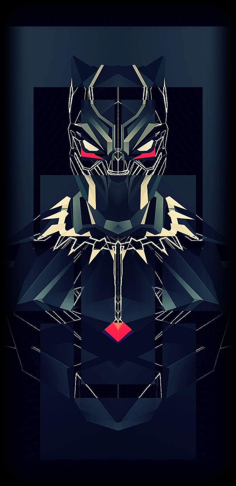 Black Panther, Maske, Rote Augen, Vektor-Illustration, Dunkelblau, HD, Handy-Hintergrundbild