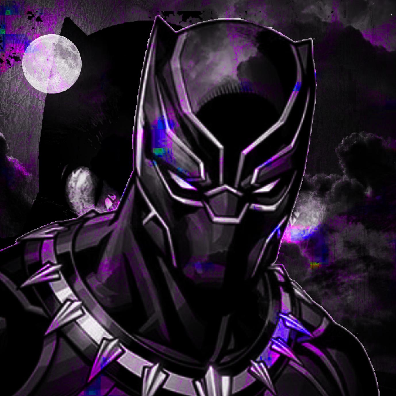 Black Panther, Vollmond, Violett, Digitale Kunst, Dunkel, HD, iPad-Hintergrundbild