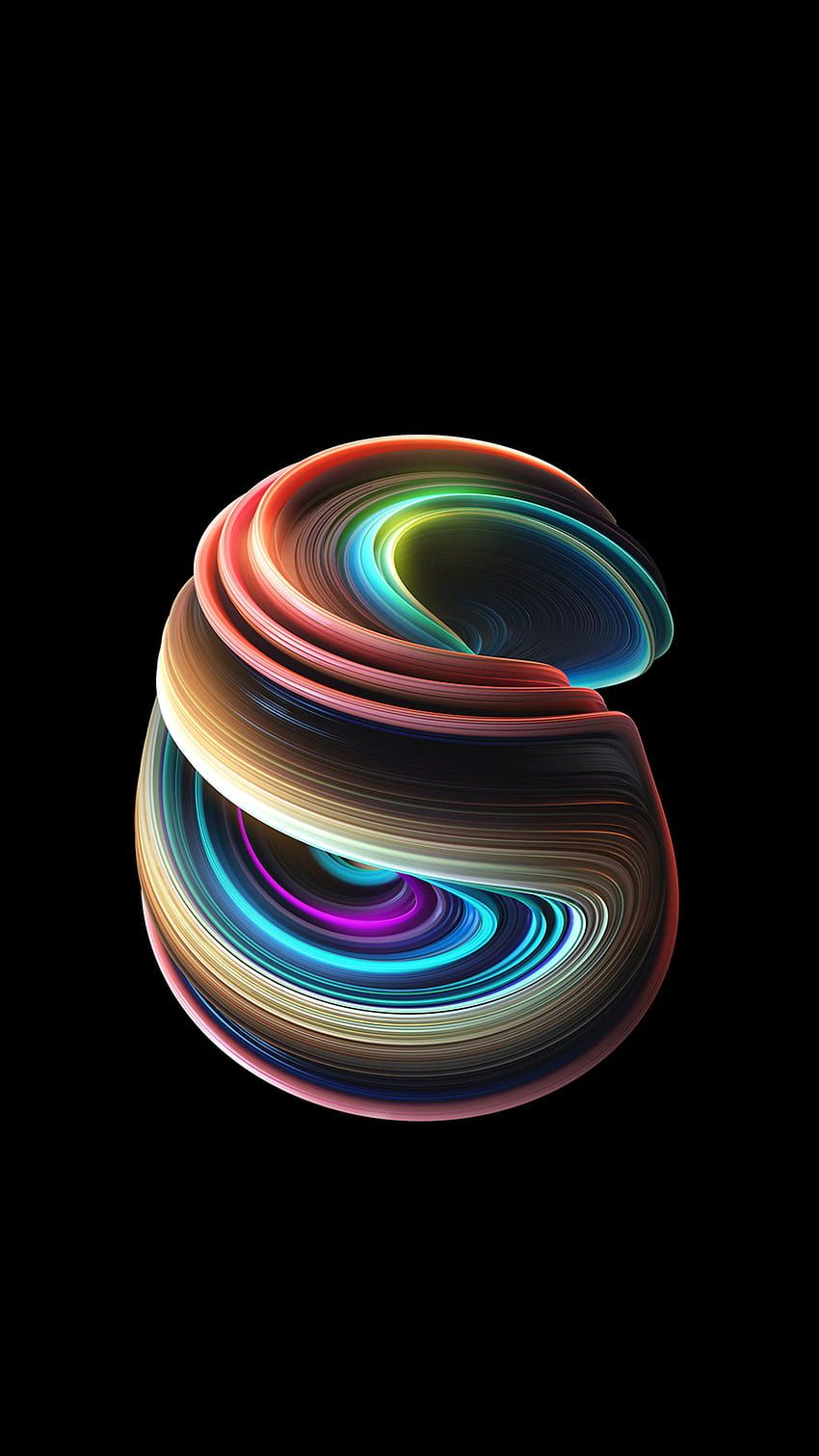 Abstrakte Spirale, Regenbogenfarben, 3D, Schwarzer Hintergrund, Sperrbildschirm fürs iPhone