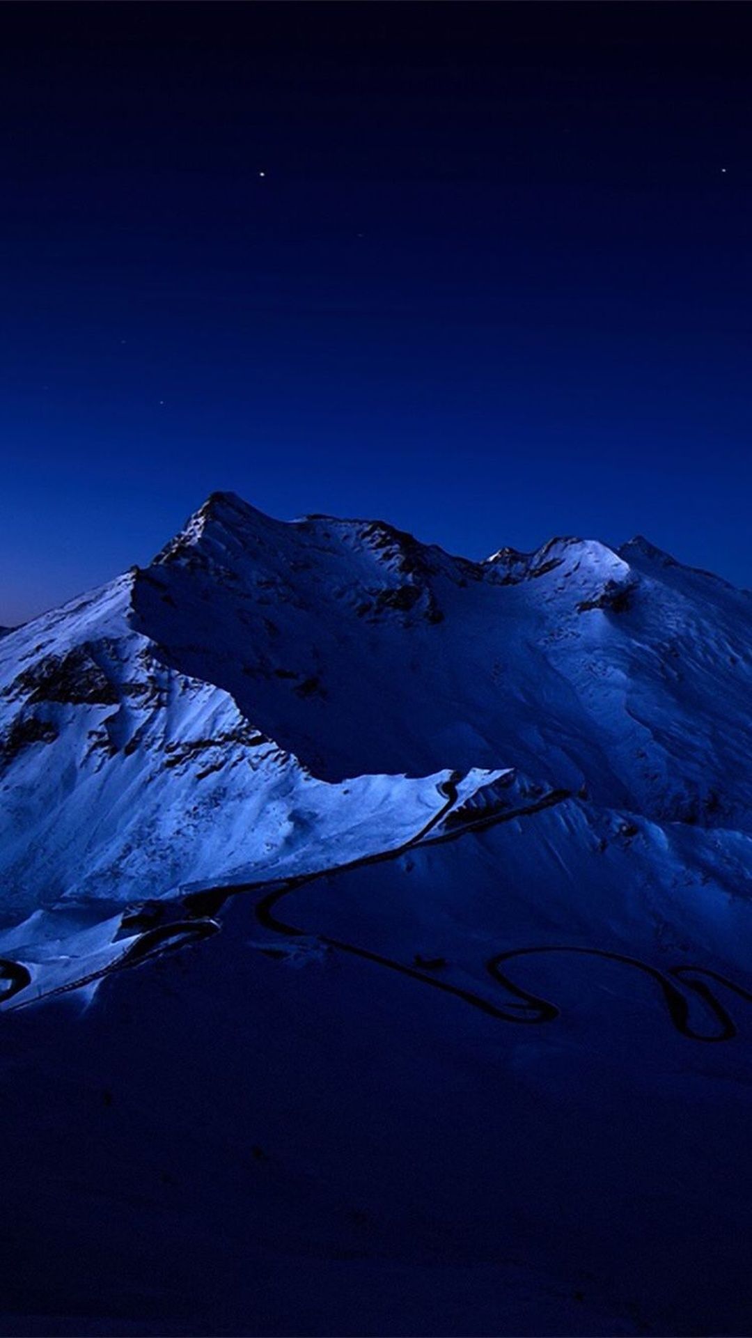 Bergmassiv, Nacht, Dunkelblau, Schnee, Full HD, Hintergrundbild fürs Handy