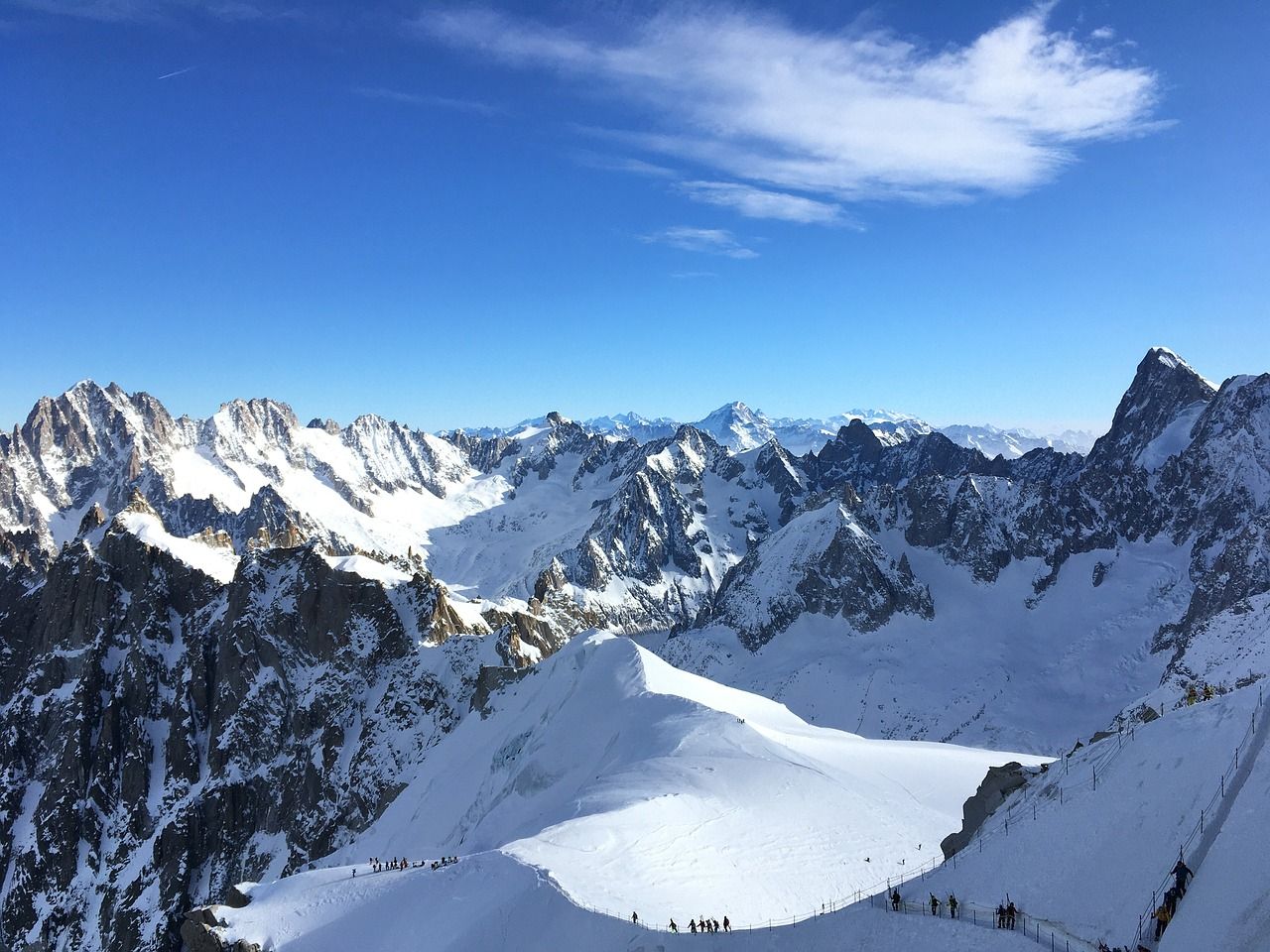 Alpenpanorama, Felsgipfel, Blauer Himmel, Schneefeld, HD, iPad-Hintergrundbild
