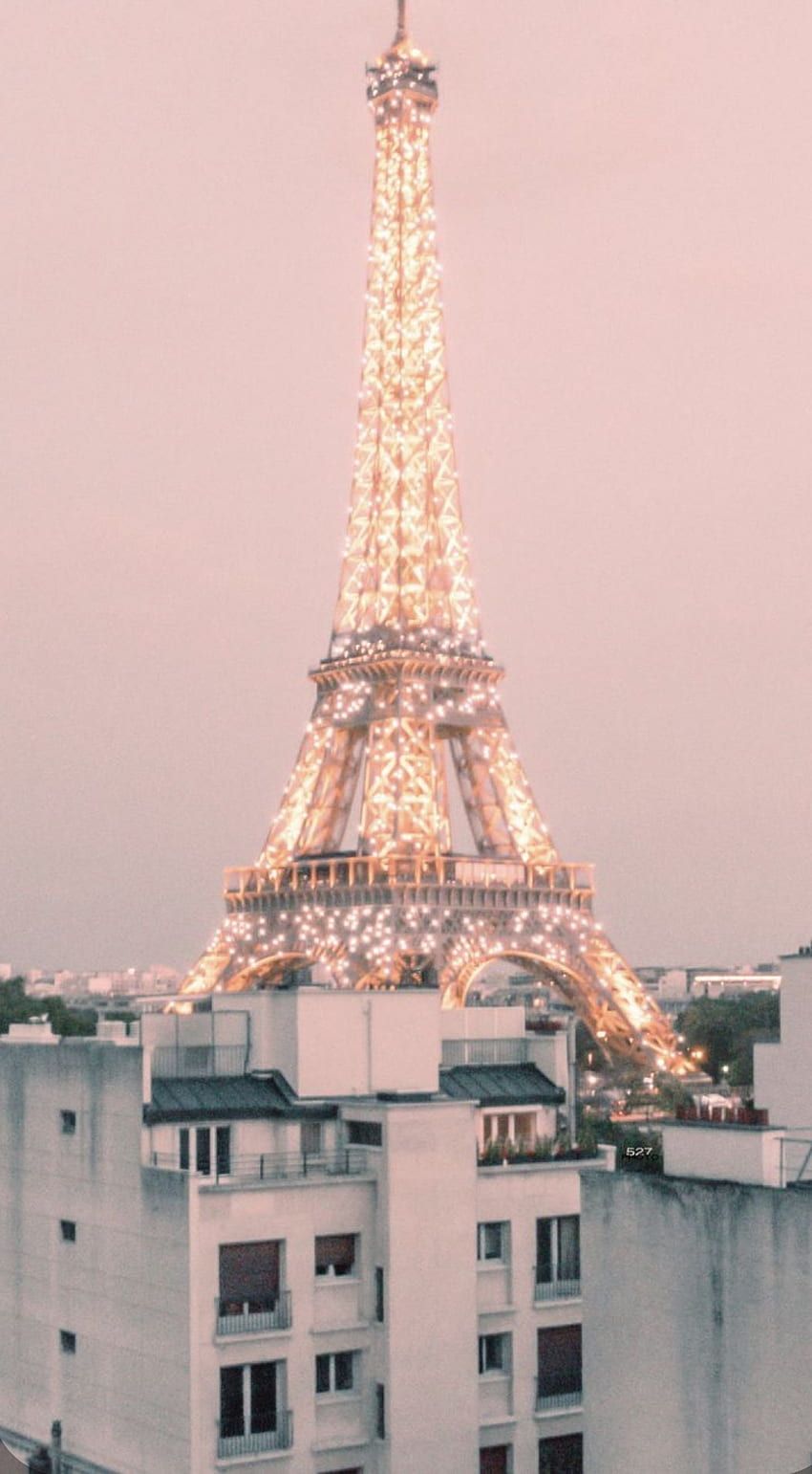 Eiffelturm, Paris, Beleuchtung, Rosa Himmel, Glitzerlichter, HD, Handy-Hintergrund