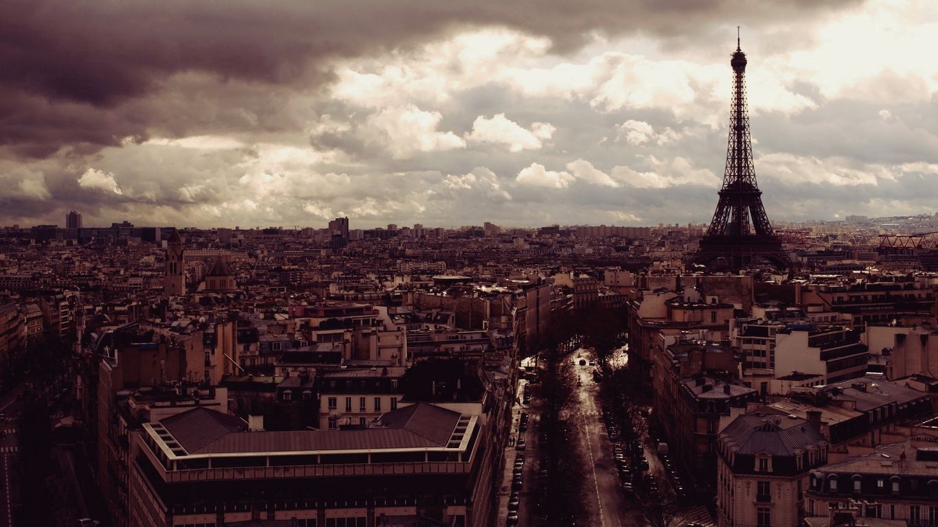 Eiffelturm, Paris, Stadtpanorama, Wolken, Dramatischer Himmel, Luftaufnahme, HD-Hintergrundbild