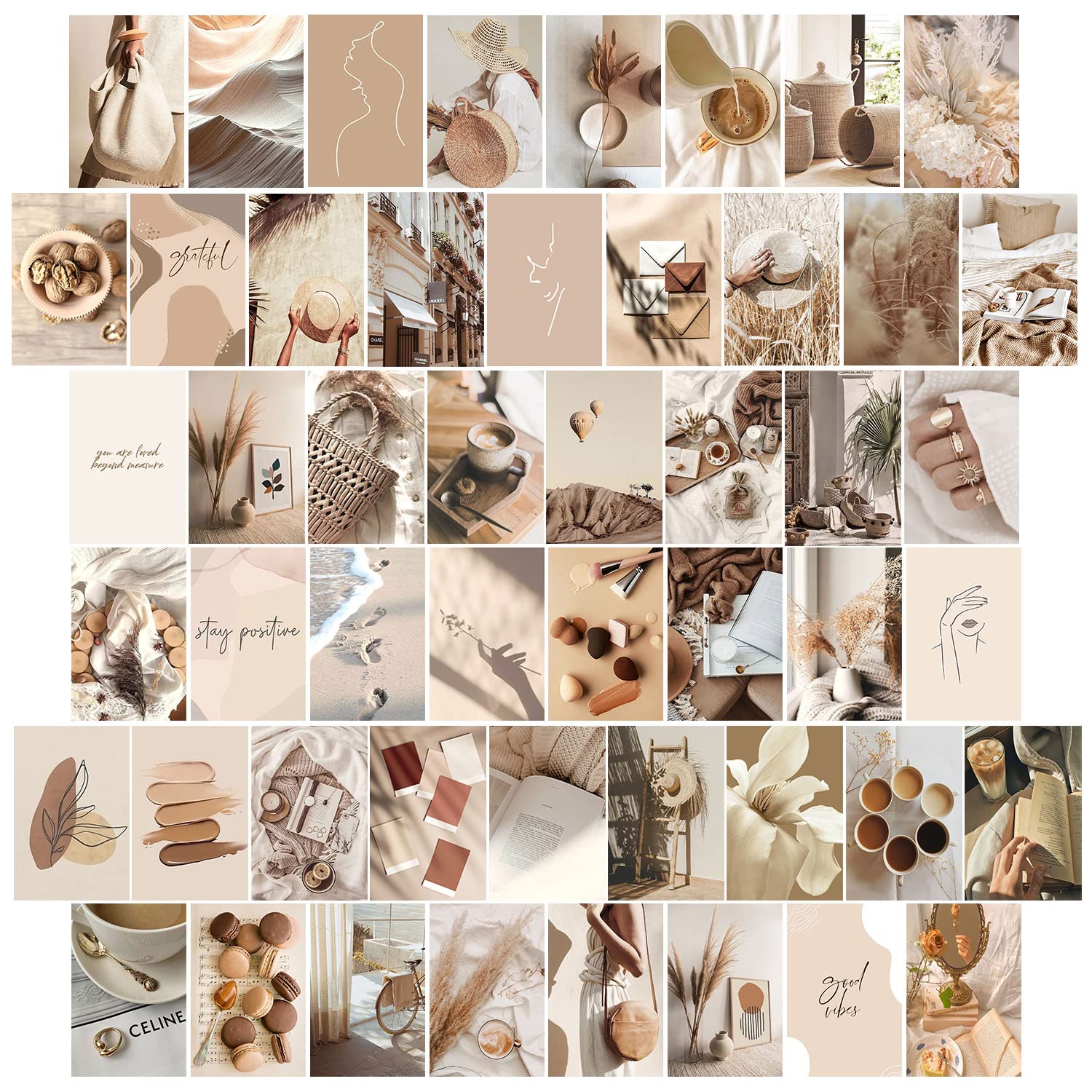 Fotocollage, Moodboard, Beige Ästhetik, Lifestyle, Raster, HD, Tablet-Hintergrund