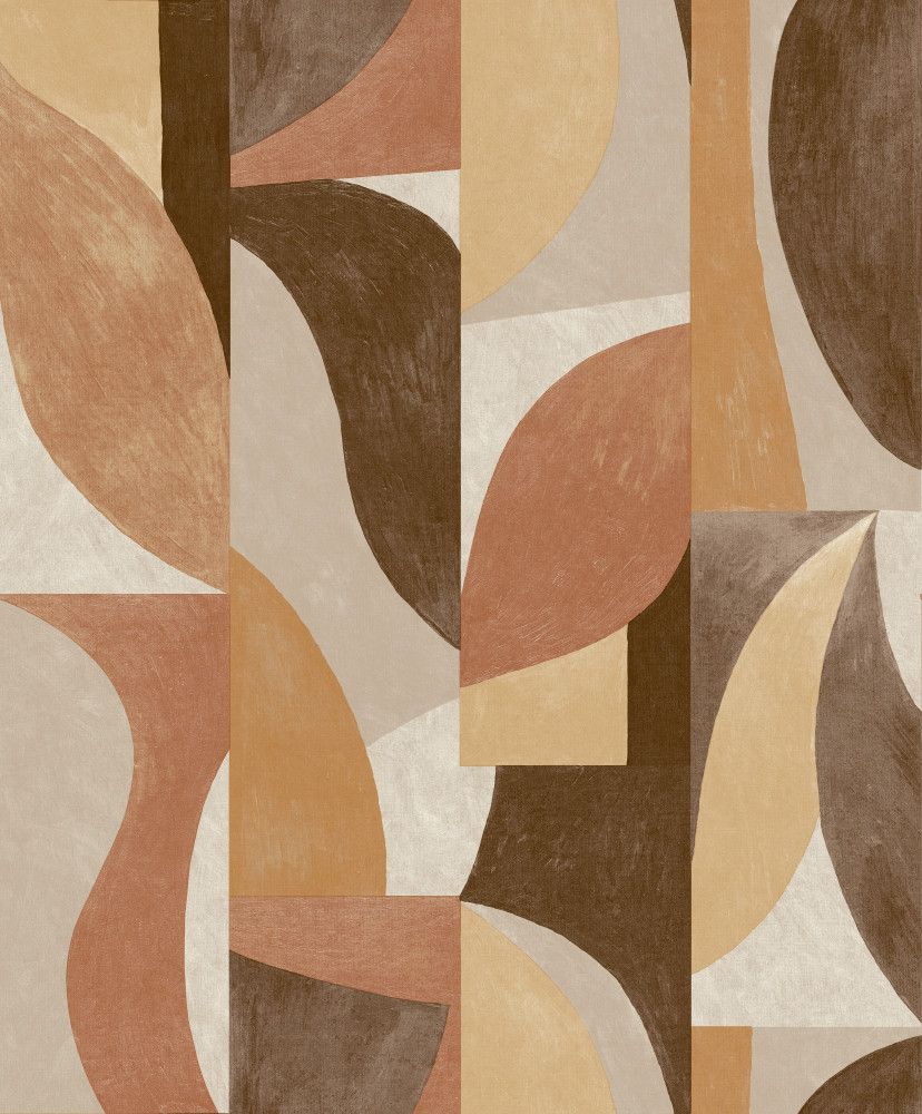 Geometrische Formen, Mid-Century, Erdtöne, Abstrakte Kunst, Ocker, HD, Tablet-Hintergrund