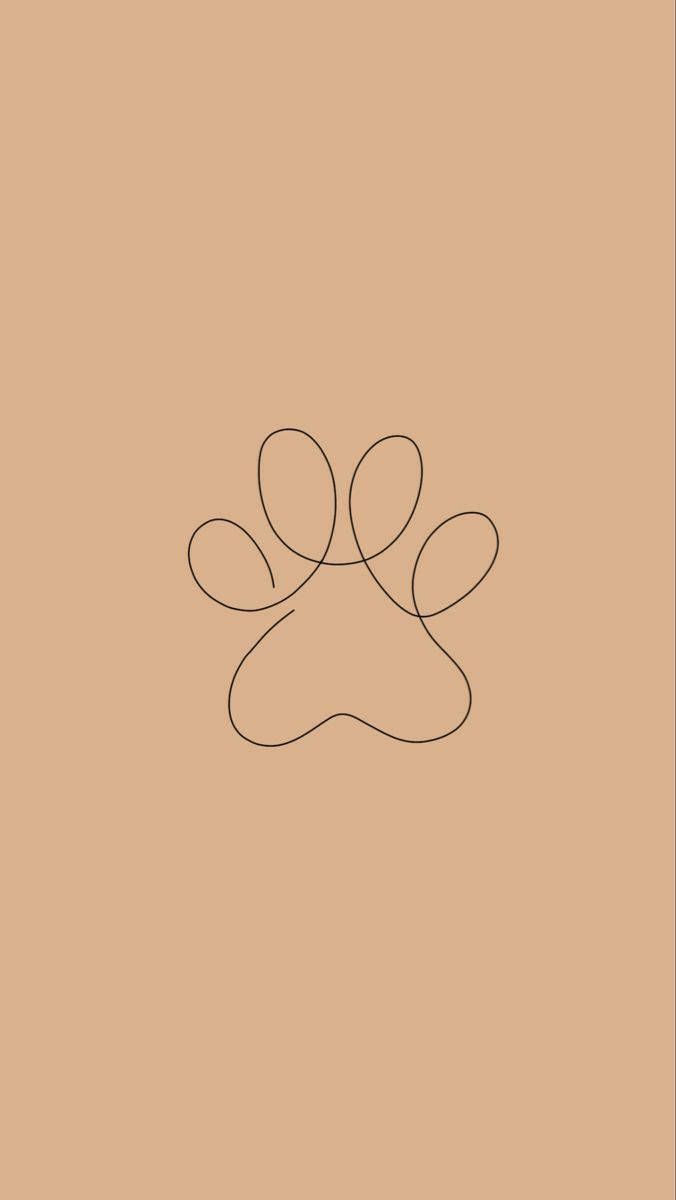 Pfotenabdruck, Hellbraun, Strichzeichnung, Minimalistisch, Haustier, Hintergrundbild fürs Handy