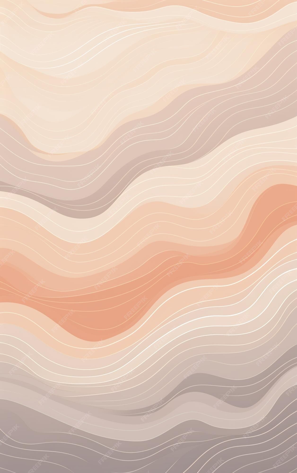 Wellenlinien, Pfirsich-Beige, Abstrakt, Schichten, Pastell, Full HD, Handy-Hintergrundbild