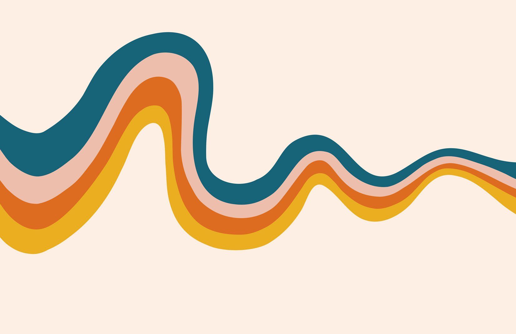 Retro-Welle, Regenbogenstreifen, 70er-Jahre, Creme, Orange-Blau, HD, PC-Hintergrundbild