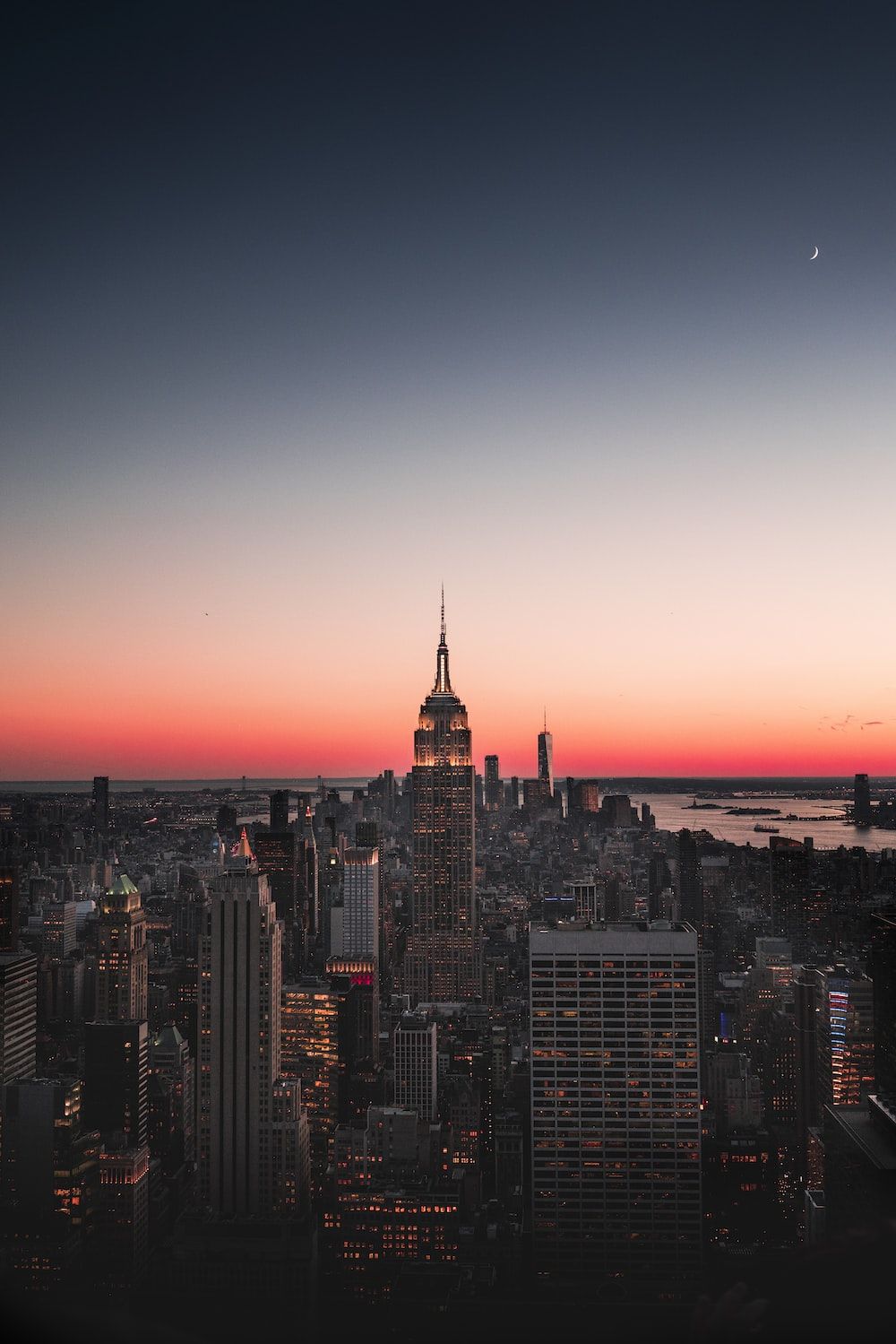 Empire State Building, New York City, Skyline, Dämmerung, Hochhäuser, Hintergrundbild fürs Tablet
