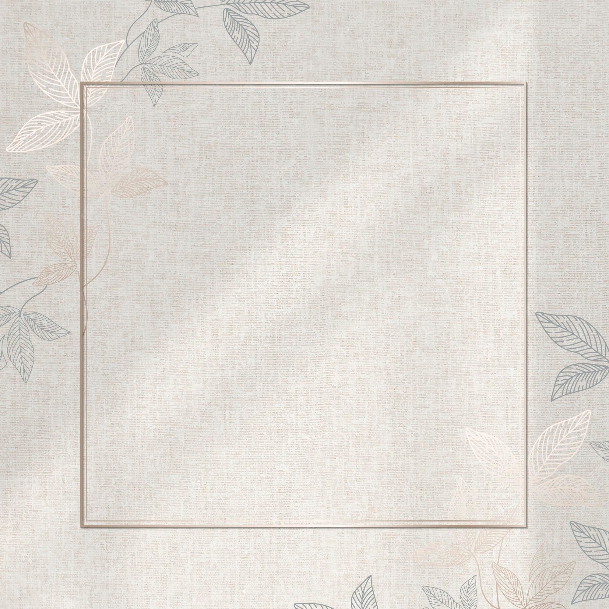 Goldrahmen, Leinenstruktur, Blätter, Hellgrau-Beige, Elegant, Full HD, iPad-Hintergrundbild