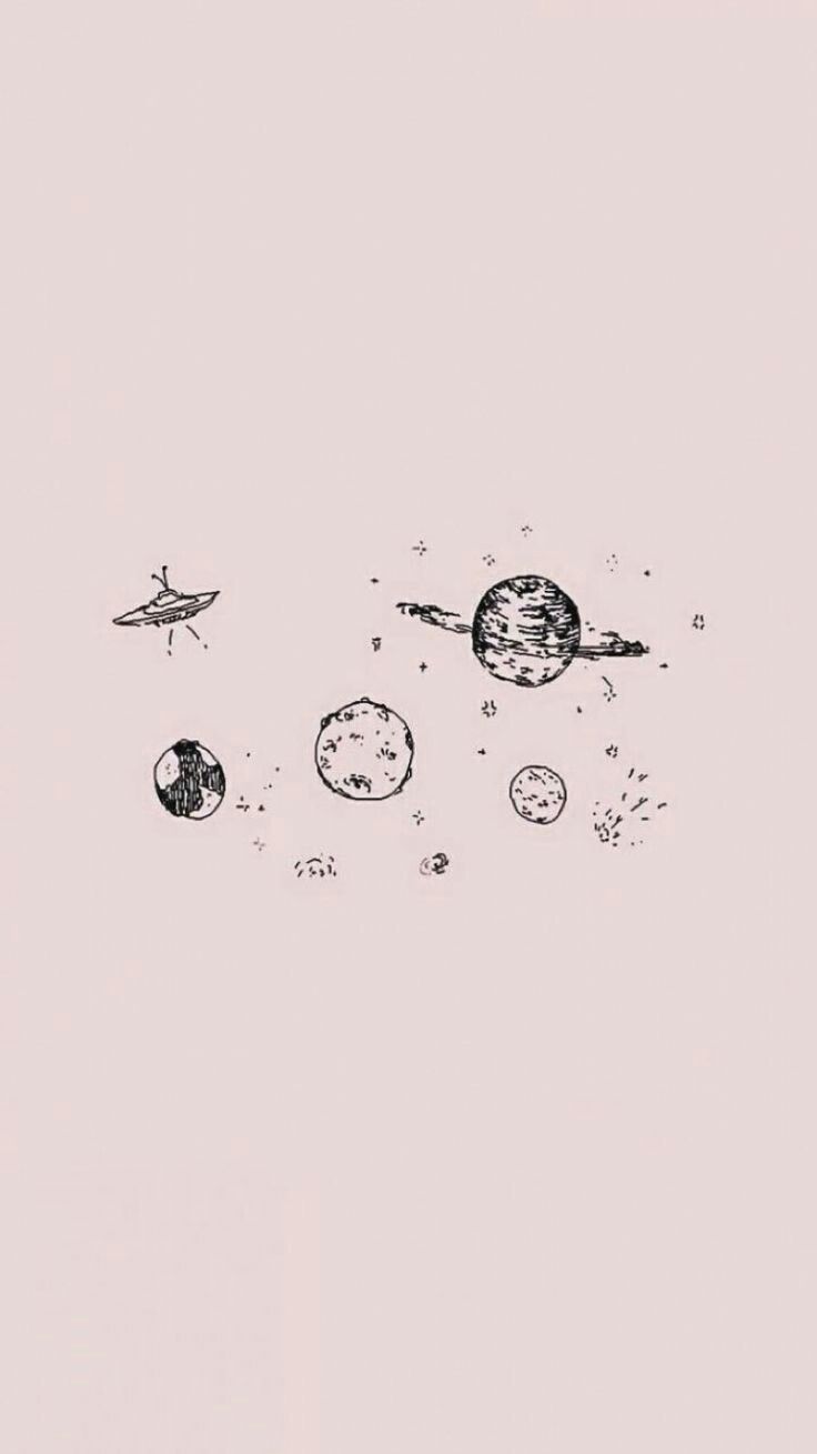 Planeten, Sonnensystem, Liniengrafik, Minimalistisch, Hellgrau, HD, Handy-Hintergrundbild