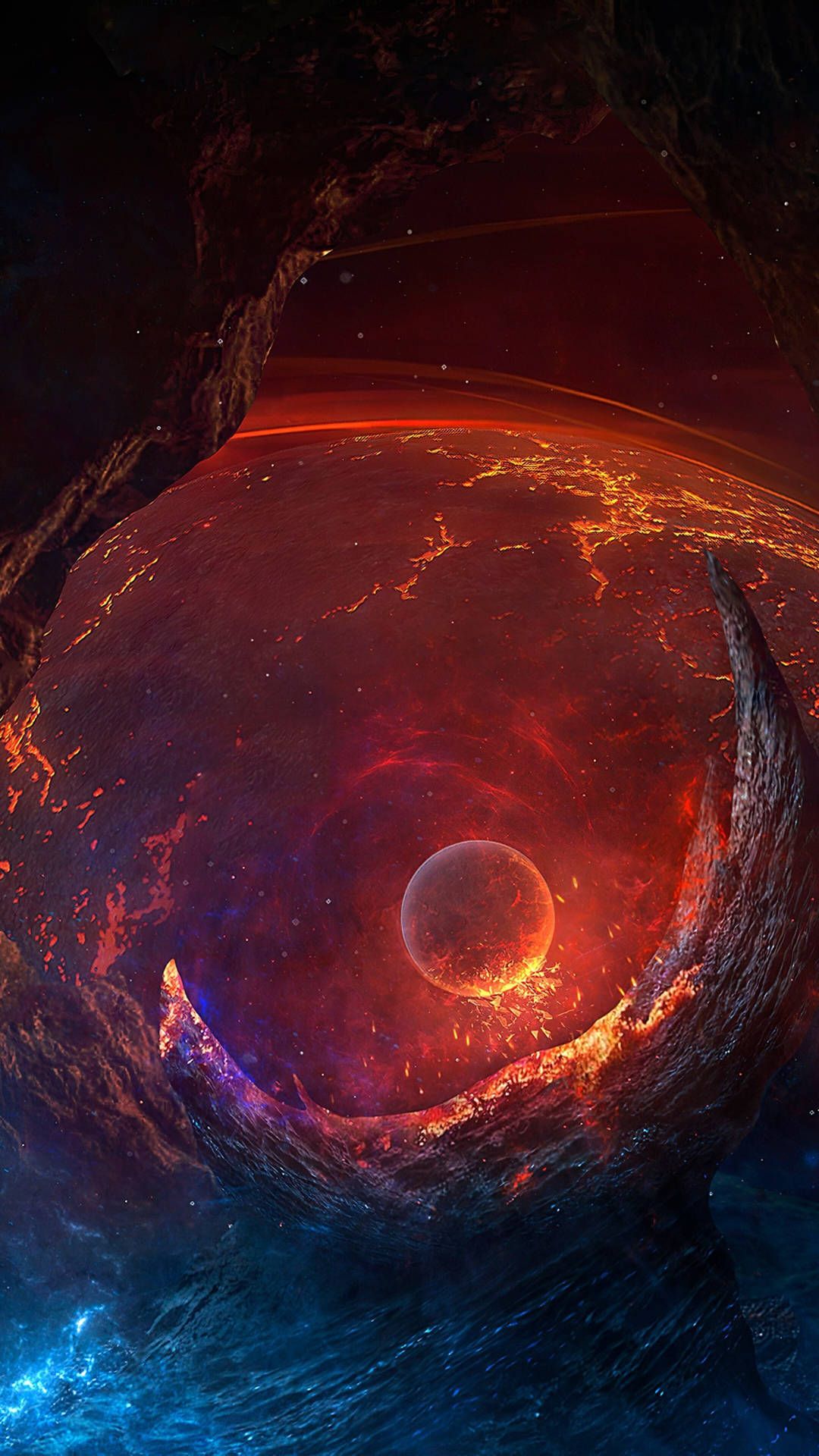 Wurmloch, Weltall, Rot, Blau, Sci-Fi, Full HD, Sperrbildschirm fürs iPhone