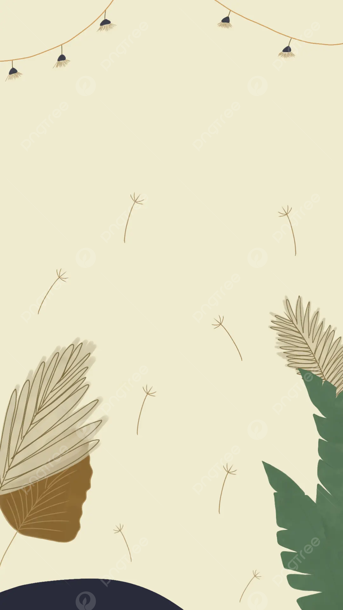 Lichterkette, Pampasgras, Creme, Boho, Minimalistisch, Full HD, Sperrbildschirm fürs iPhone