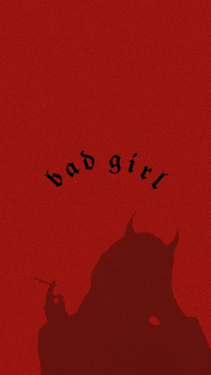 Bad Girl, Schriftzug, Teufelssilhouette, Rot, Gotische Schrift, HD, iPhone-Hintergrundbild