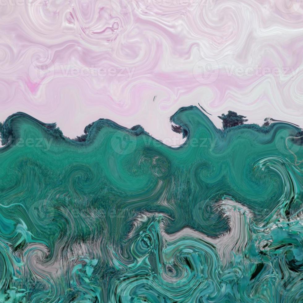 Marmorierung, Flüssige Kunst, Smaragdgrün, Rosa, Wellen, Hintergrundbild fürs Tablet