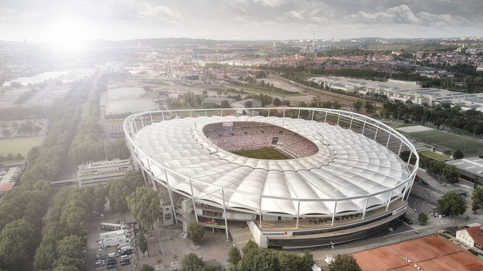 MHPArena, Mercedes-Benz Arena, VfB Stuttgart, Stuttgart, Fußballstadion, Luftaufnahme, Full-HD-Hintergrund