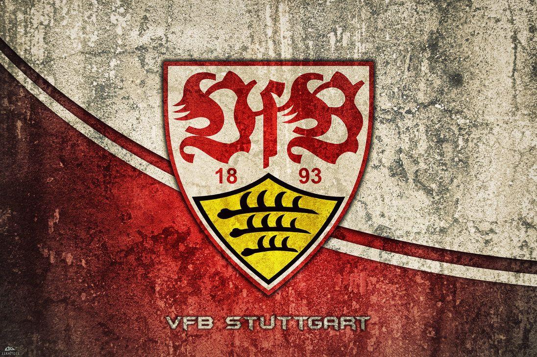 VfB Stuttgart, Vereinswappen, 1893, Betonwand, Rot-Weiß, Hintergrundbild