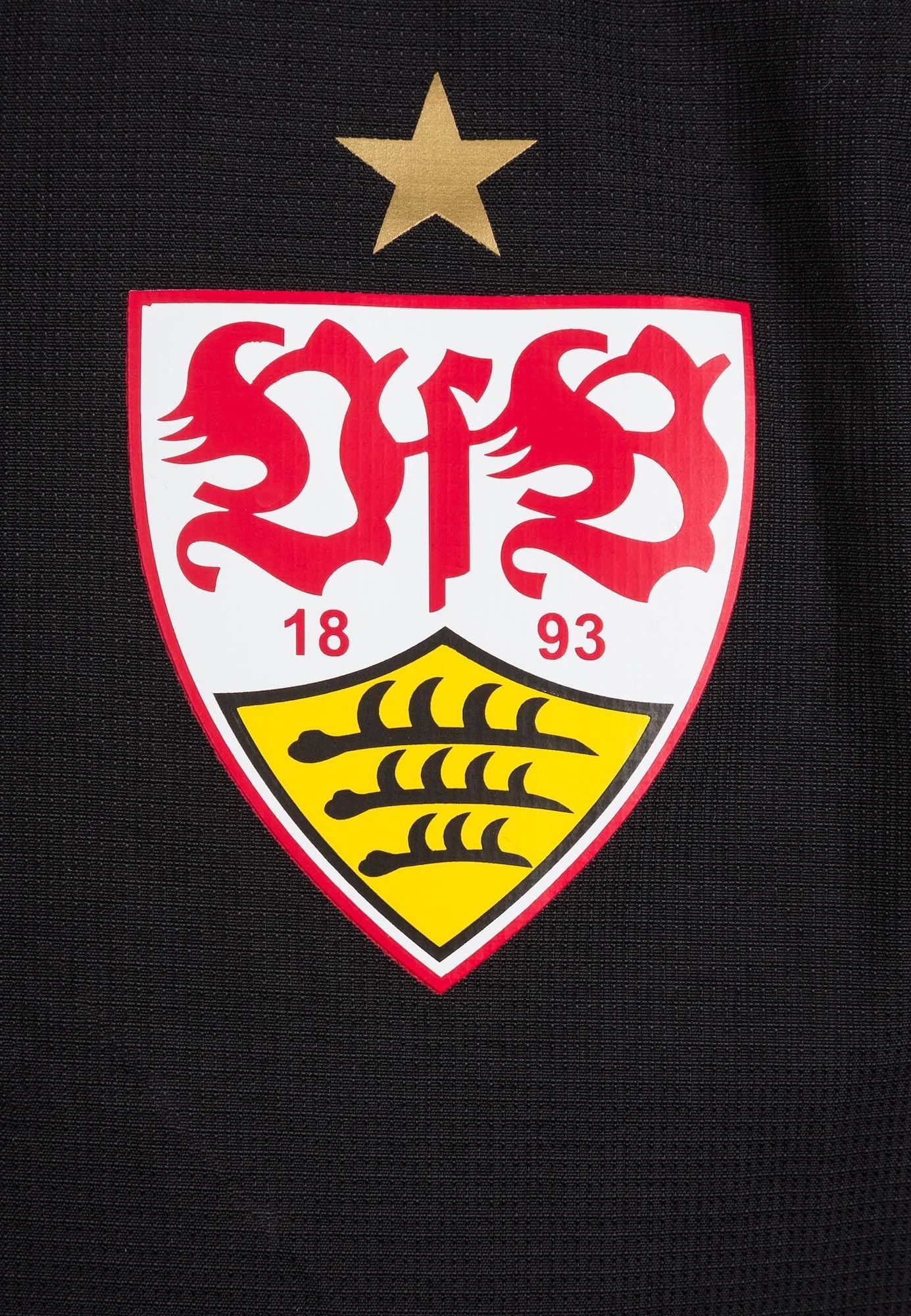 VfB Stuttgart, Wappen, Meisterstern, Trikot, Schwarz, Full HD, Hintergrundbild fürs Tablet