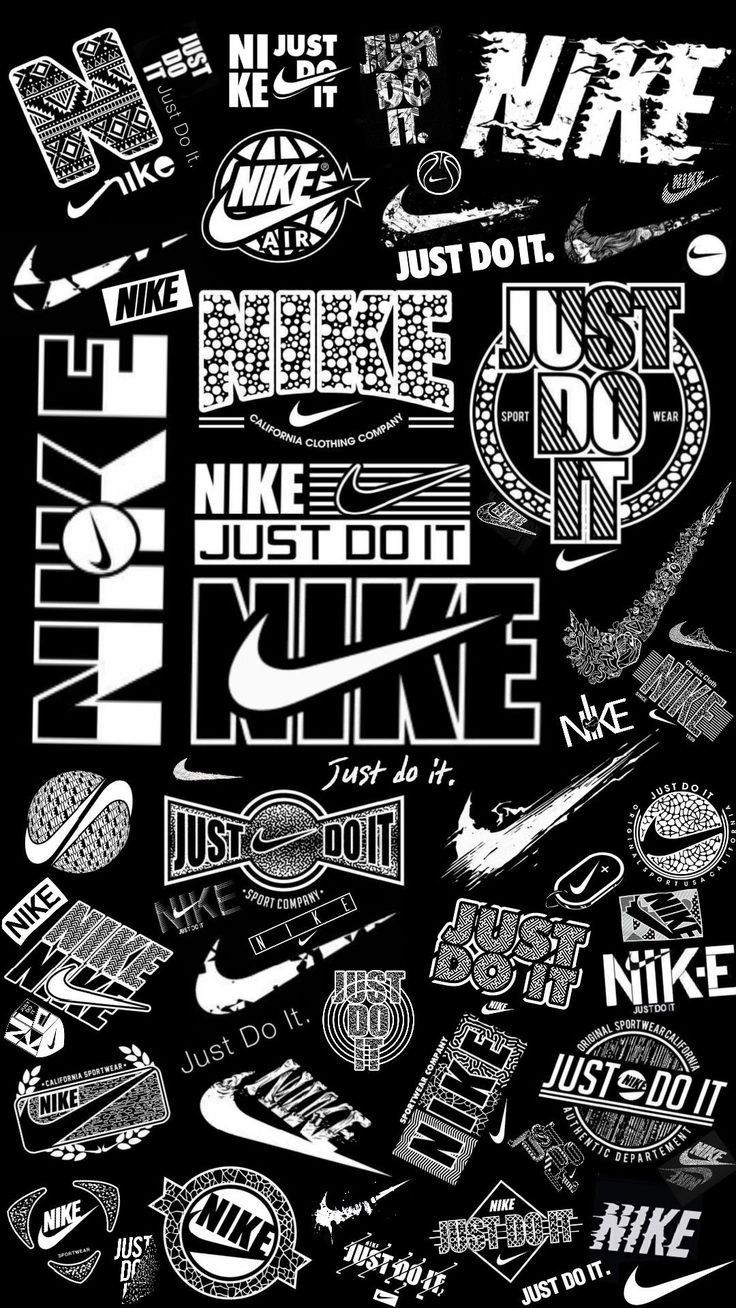 Nike, Schriftzug-Collage, Just Do It, Schwarz-Weiß, Hintergrundbild für iPhone und Android