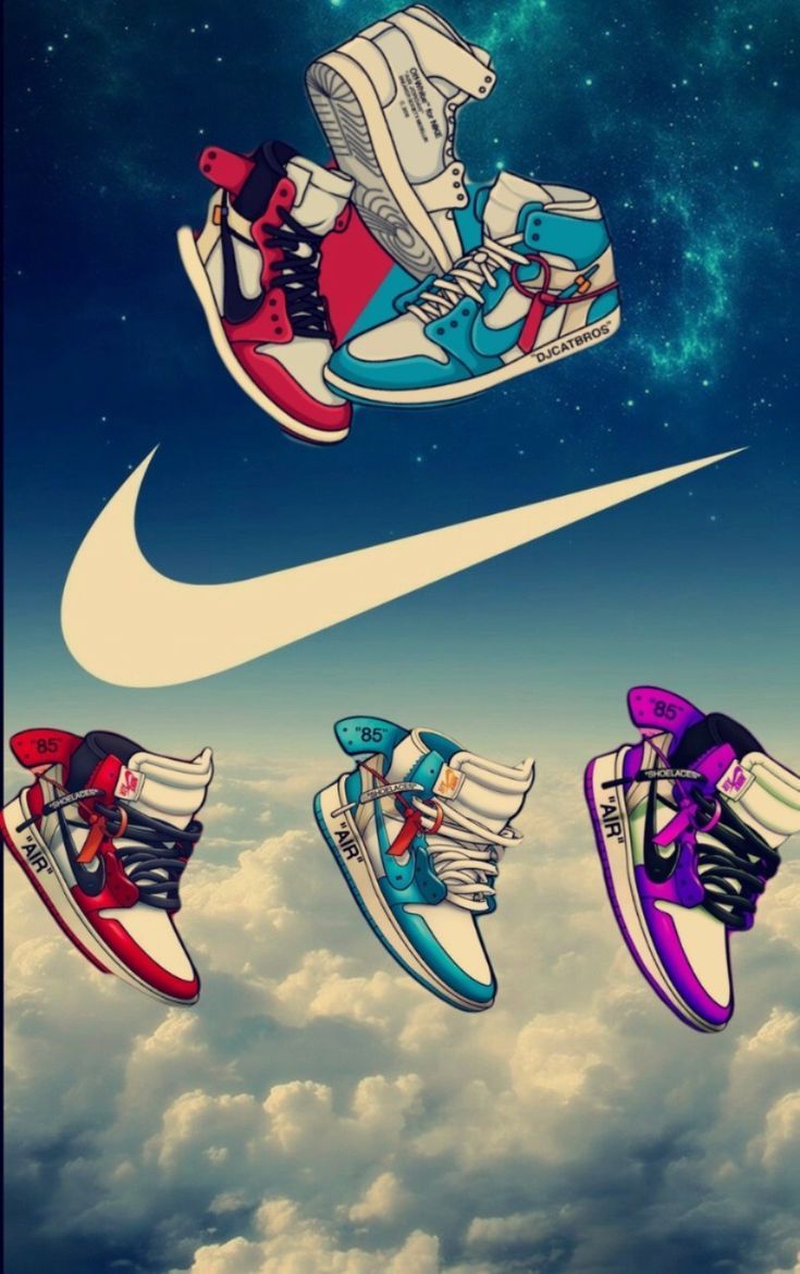 Nike, Air Jordan 1, Swoosh, Wolken, Sneaker, Hintergrundbild für iPhone und Android