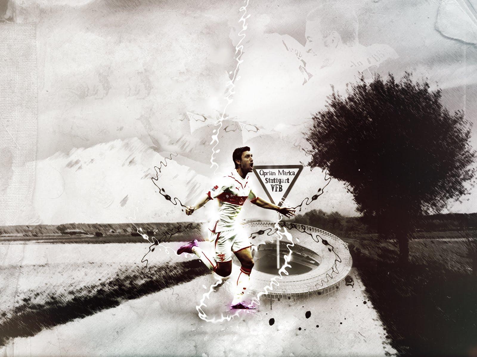 VfB Stuttgart, Fußballspieler, Digitale Kunst, Schwarz-Weiß, Baum, HD, Tablet-Hintergrund